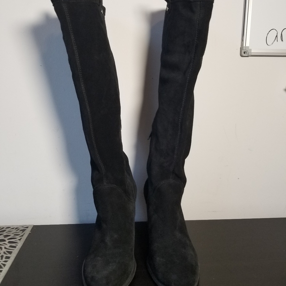 UGG 1013679 Ava genuine Shealing Lined Tall Water Reaistant Boot black Suede 11 - Picture 6 of 14